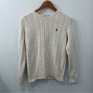 Unisex Vintage Ralph Lauren Crewneck Cream Cable Knit Sweater